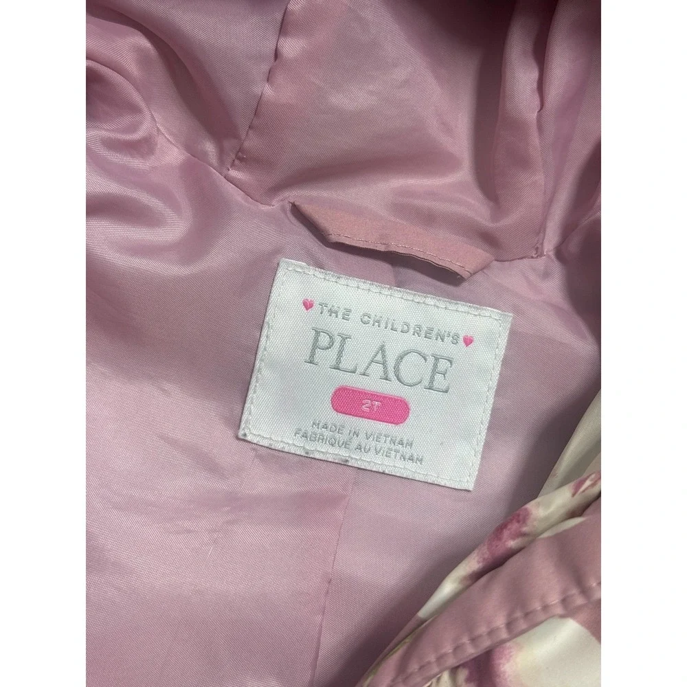 The Childrens Place Jacket Girls 2T Pink‎ Floral Hooded Puffer Coat Winter